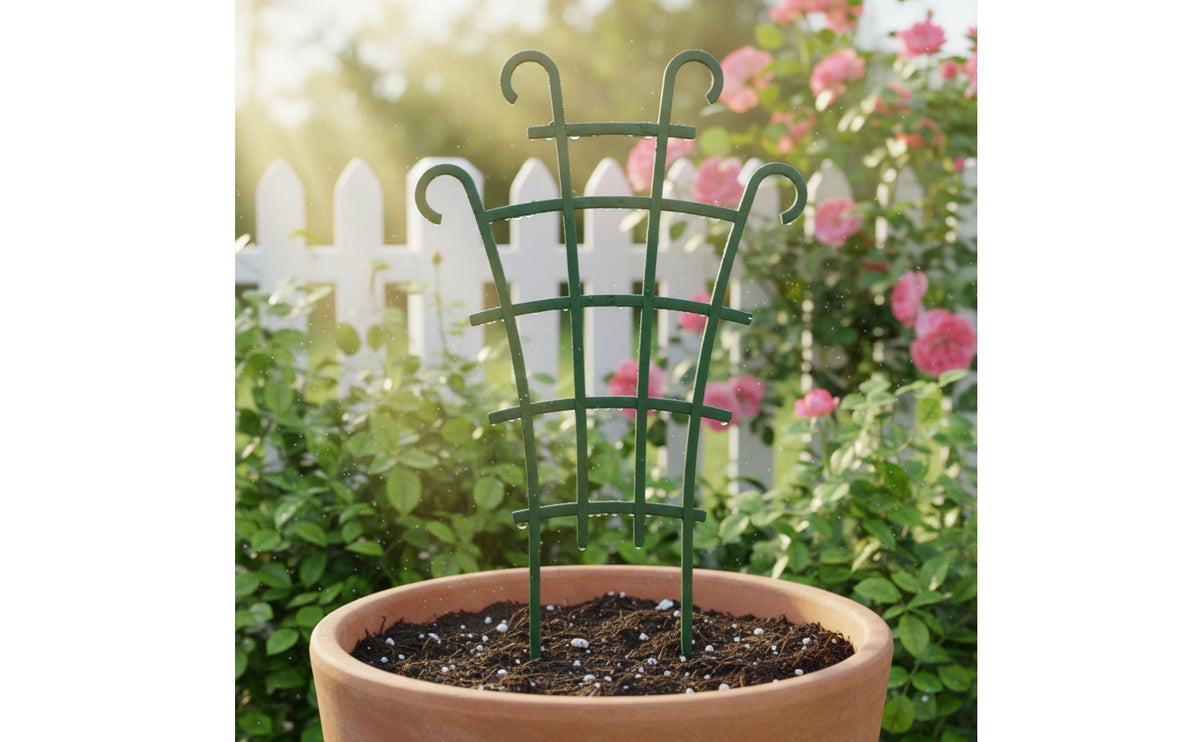 5 Pieces Vertical Growth Climbing Plant Support Frame Easy to Install Flower Trellis Stake Sturdy Metal Plant Trellis Rust-Resistant for Flower Pot