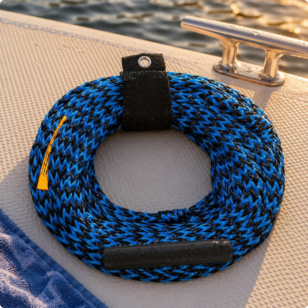 16-Strand Tubing Tow Rope Hollow-Braid Heavy-Duty Tow Rope Resistant Water Sports Equipment Loop Ends for Boating