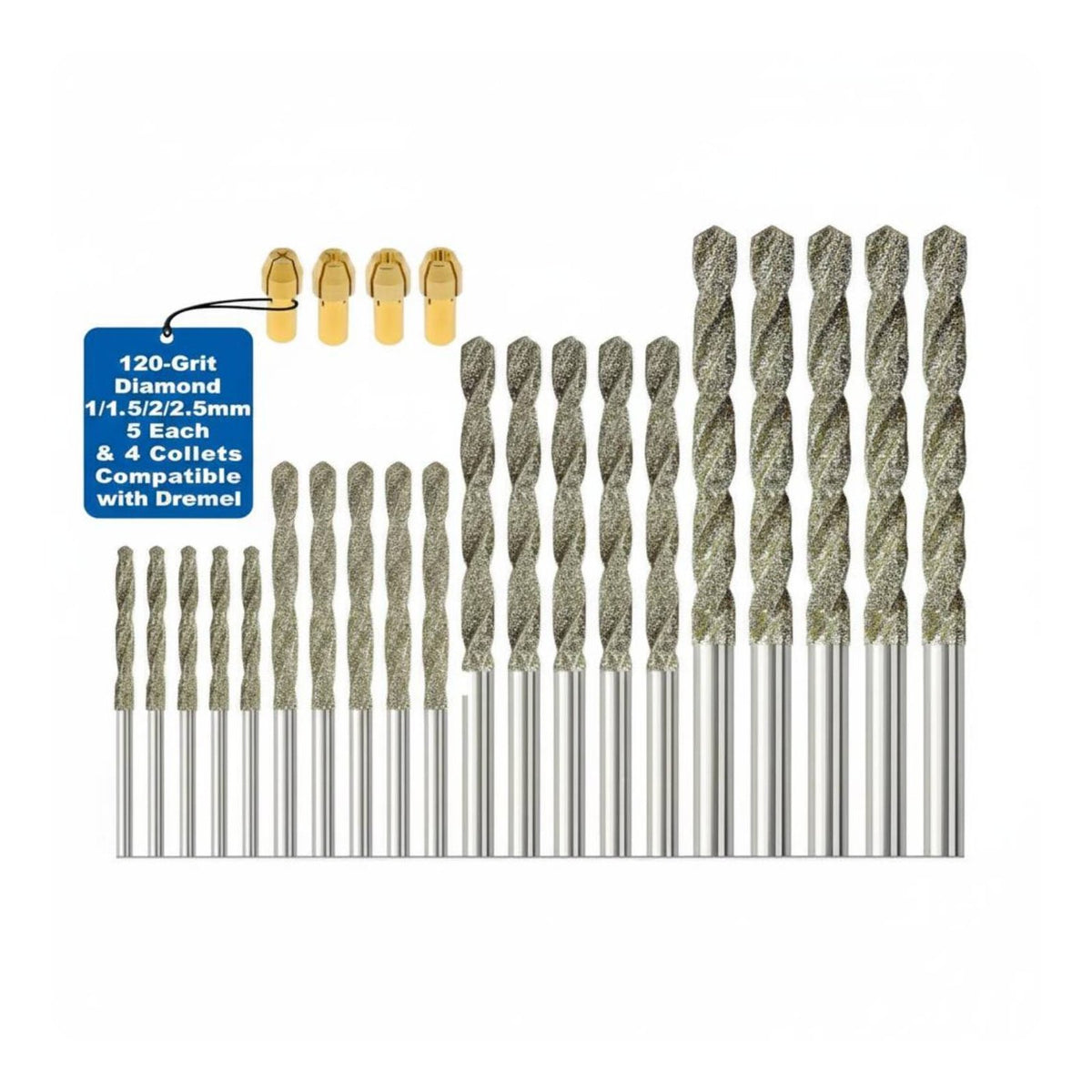 20 Pieces Diamond Burr Tool 1mm, 1.5mm, 2mm, 2.5mm Shank Diamond Coated Burr Tool High Hardness Rotary Grinding Bits