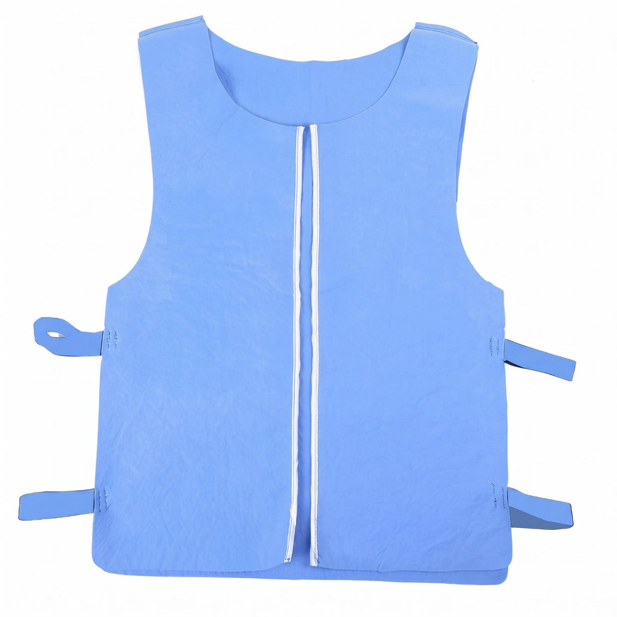 White Edging Blue Tie-Front Cooling Vest Rounded Neckline Water-Activated Cooling Vest