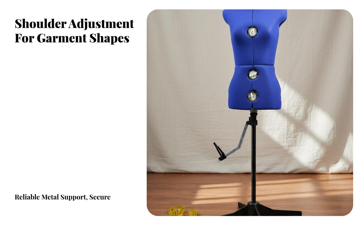 Expandable Shoulders Adjustable Female Dress Form Multi-Knob Adjustment Female Body Form for Sewing Integrated Hem Marker Pinnable Sewing Mannequin with Stand Easy Setup for Fashion Designers, Seamstresses, Dressmakers, Design Studio, Craft Room, Home