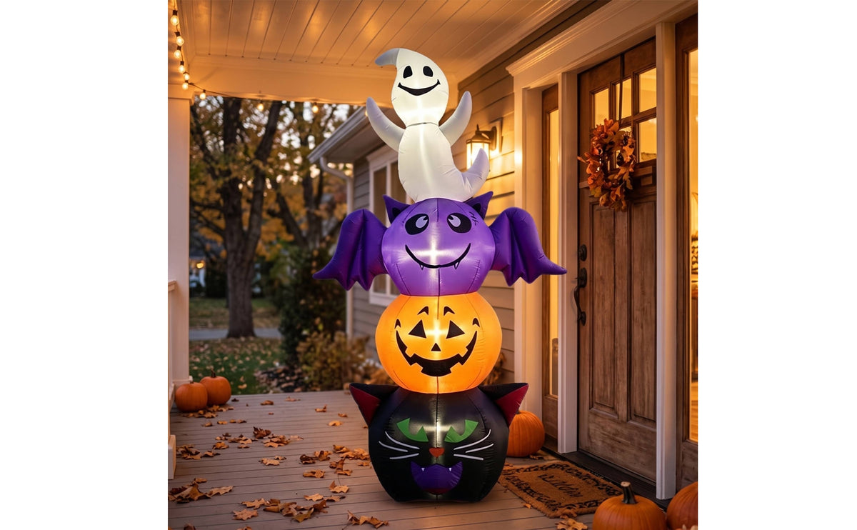 Outdoor Halloween Inflatable with LED Lights Freestanding Halloween Inflatable Weather-Resistant Inflate Yard Decoration Bright for Families, Lawn, Garden