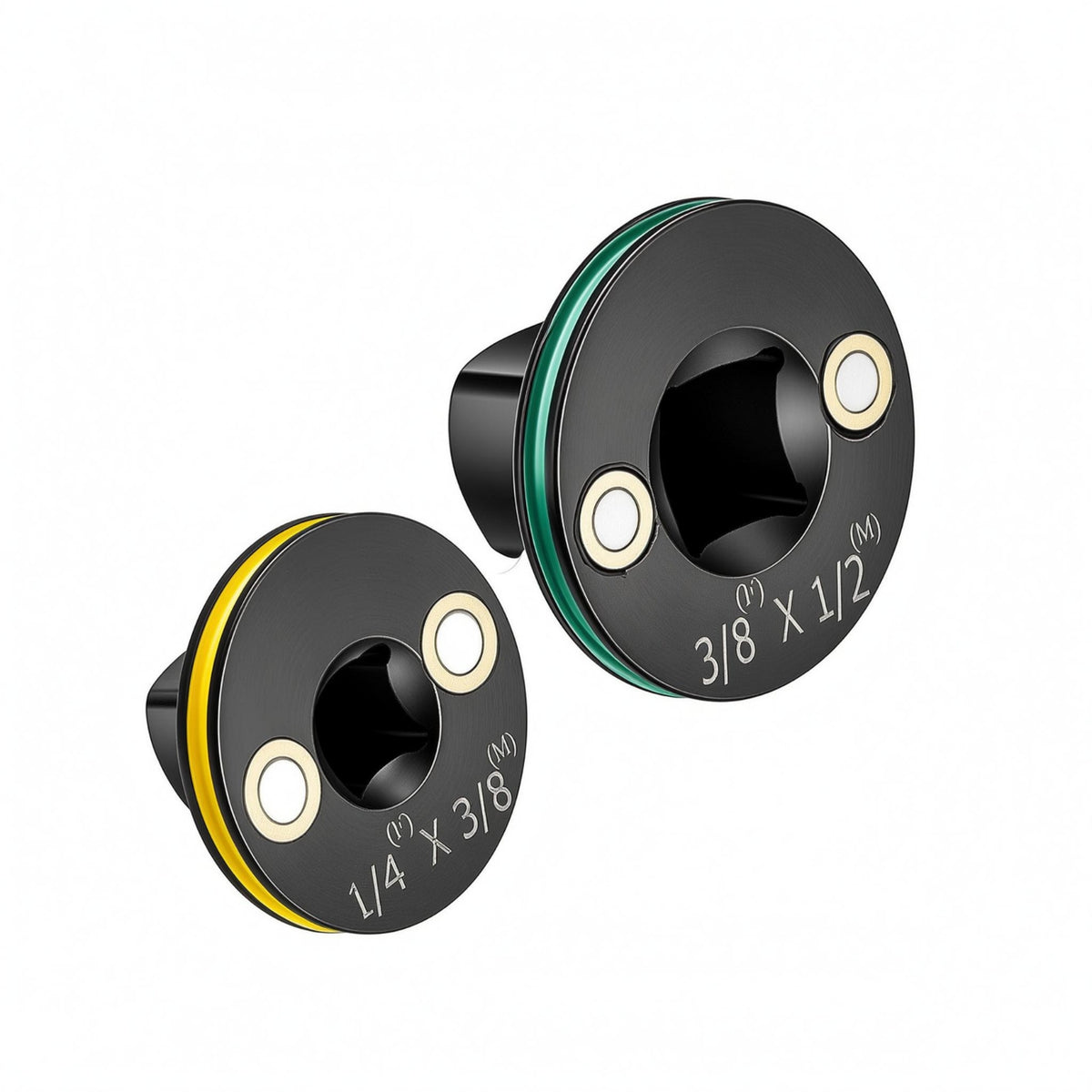 2 Pieces Black Finish Socket Adapter Conversion Head Round Disc Design Square Drive Adapter Set Metal Tool Accessory Retaining Holes