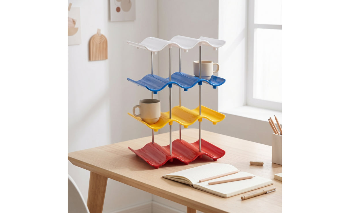 Coffee Cup Holder Wave-Shaped Mug Holder Space-Saving Cup Rack for Countertop, Kitchen