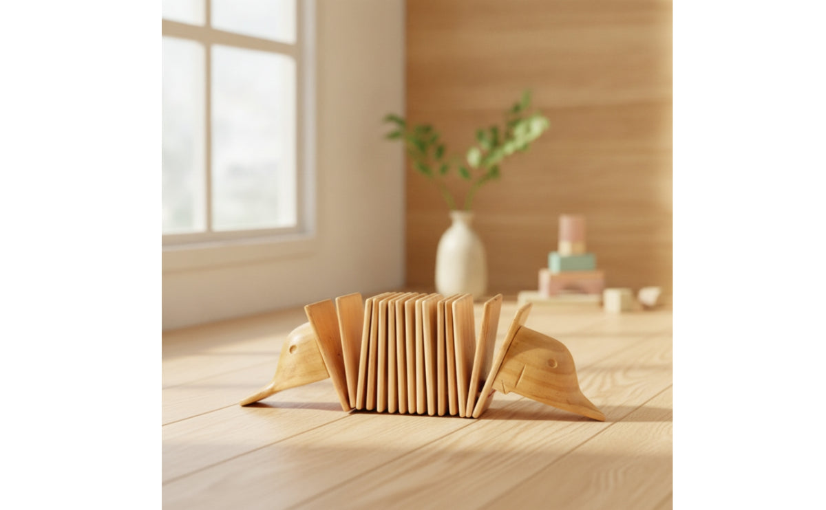 Wooden Dolphin Guiro Rhythmic Dolphin Shaped Guiro Handcrafted Wooden Percussion Fish for Young Children