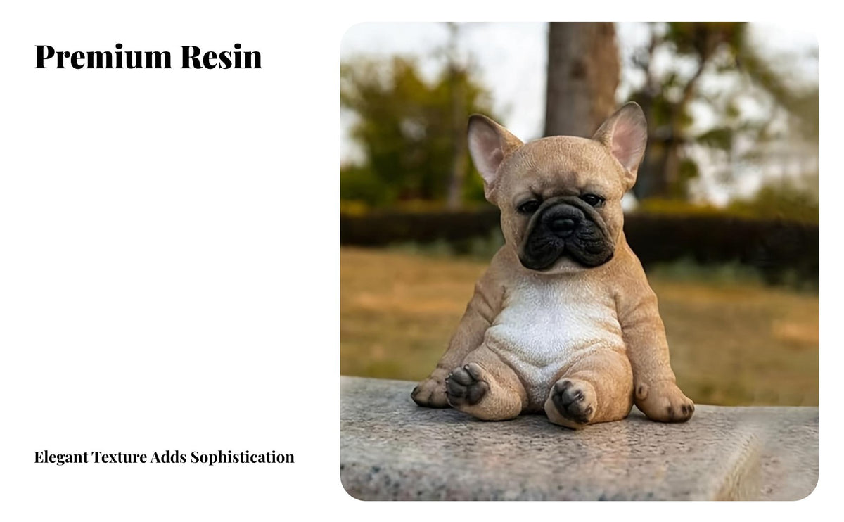 French Canine Statue Realistic Details Resin Dog Sculpture Indoor Outdoor Canine Figurine Puppy Figurine for Living Room, Patio, Bookshelf