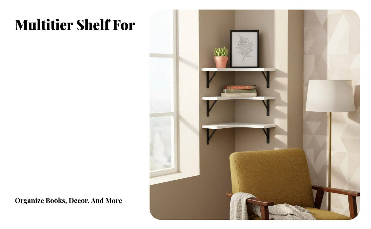 Space-Saving Corner Mounted Shelf Minimalist Design Wall Rack Easy to Install Household Storage Sturdy Construction for Homeowners, Decor Enthusiasts, Living Room, Bedroom, Kitchen, Bathroom