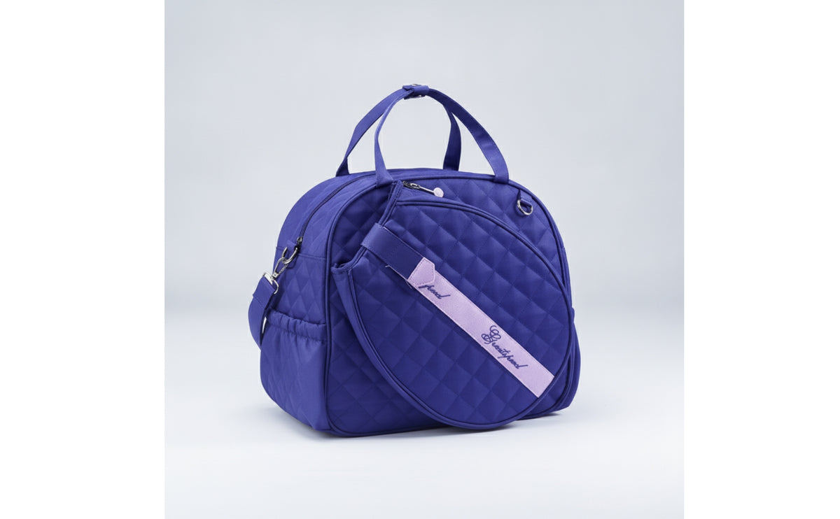 Quilted Tennis Tote Detachable Racket Bag with Shoulder Strap Structured Tennis Racket Bag Padded for Practice, Commuting