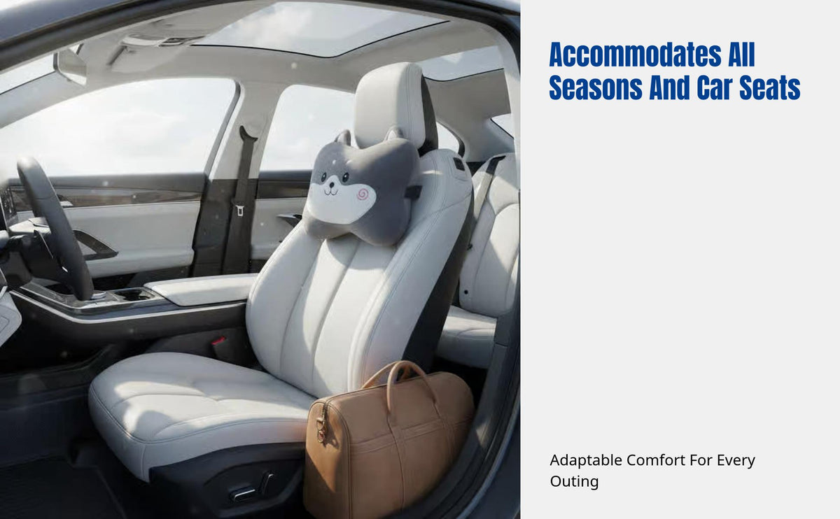 Cartoon Car Headrest Neck Pillow, Plush Support, Universal, Cute, Four Seasons, Seat Pad