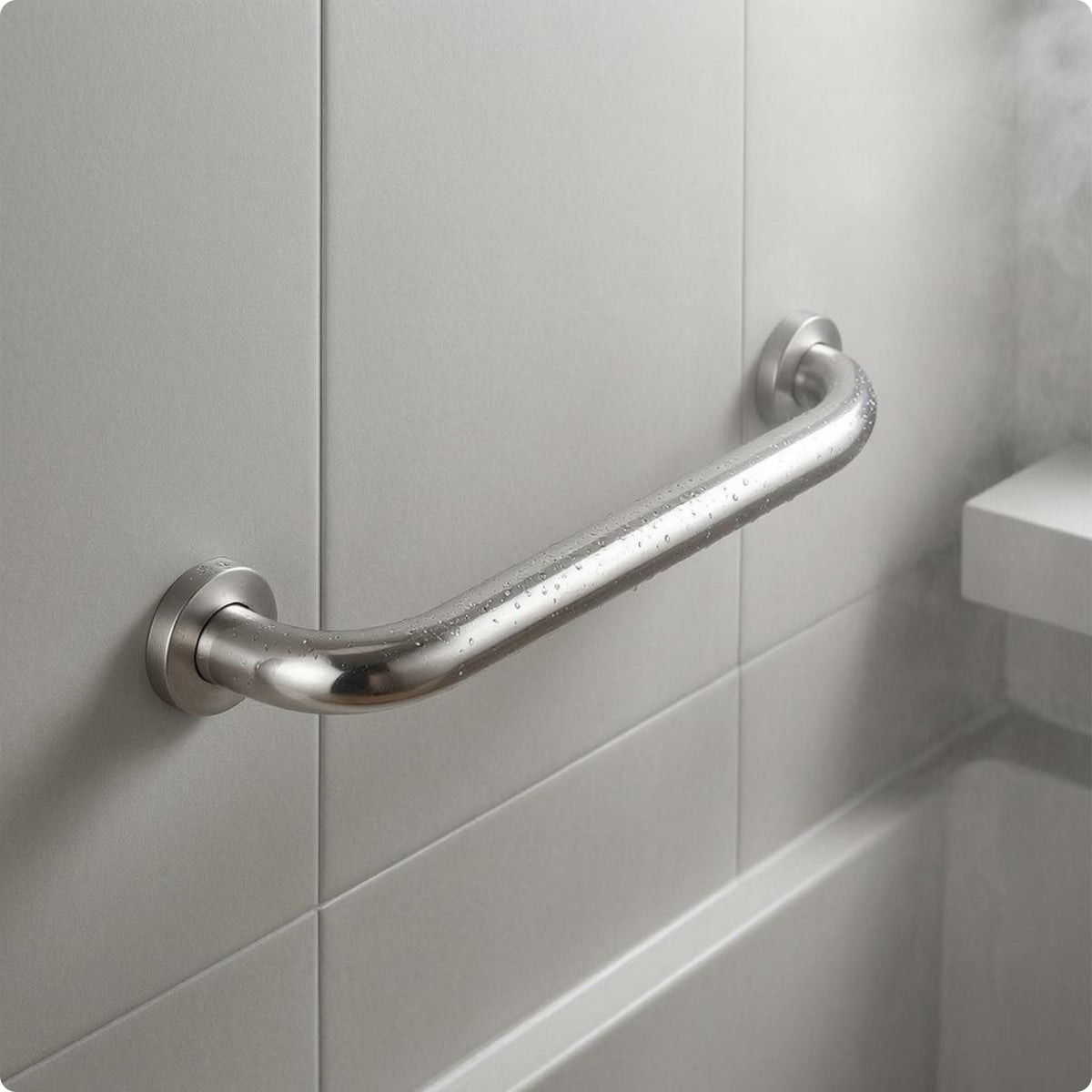Polished Finish Bathroom Grab Bar Curved Bathroom Grab Rust Resistant Wall Mounted Handrail Secure Grip for Elderly, Seniors, Disabled, Shower, Bathtub, Toilet