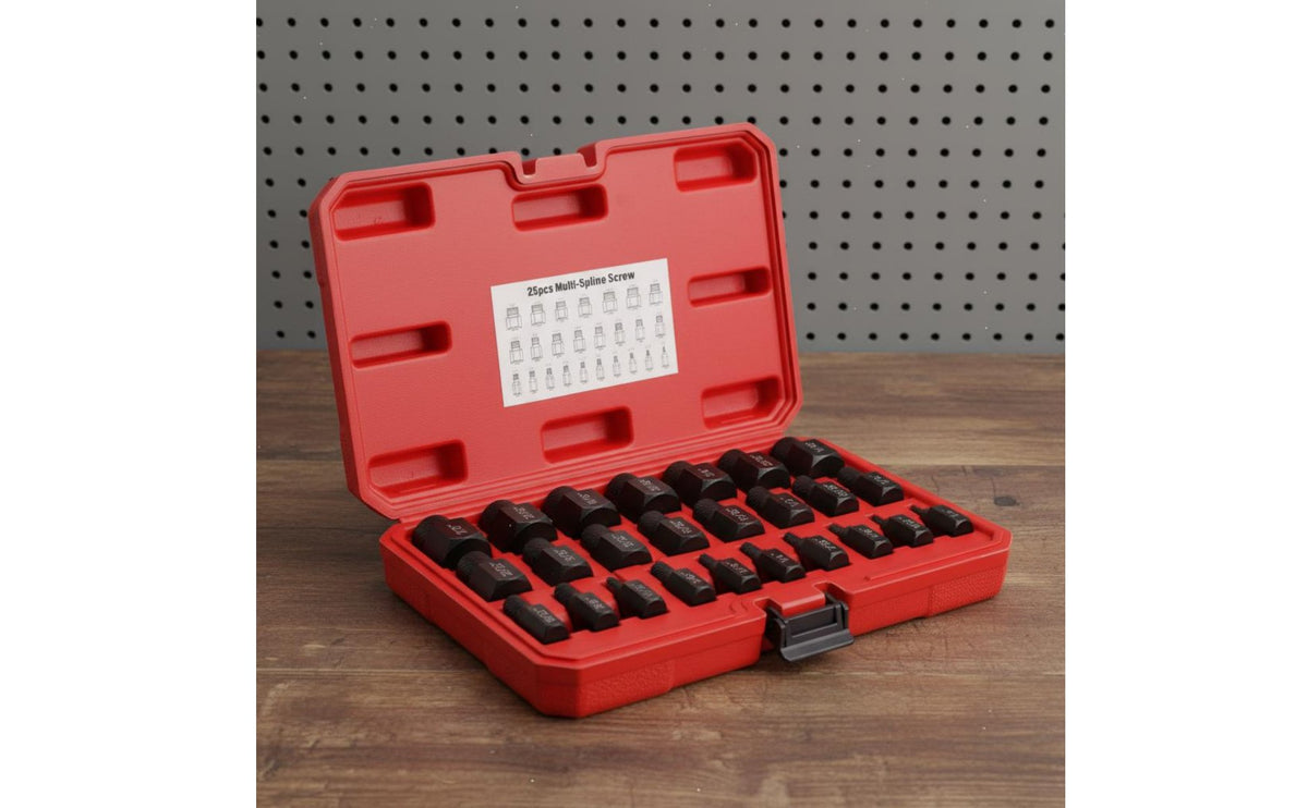 25-Piece Multi-Groove Screw Extractor Set, Chrome Molybdenum Steel, Industrial Grade