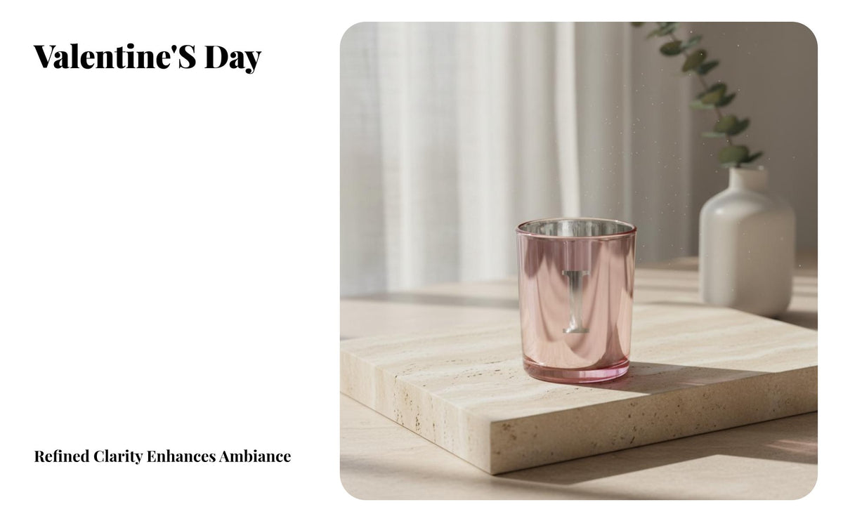 Romantic Design Valentine's Day Candle Jar Nordic Aesthetic Glass Candle Cup DIY Friendly for Couples, Gift Shoppers, Date Night