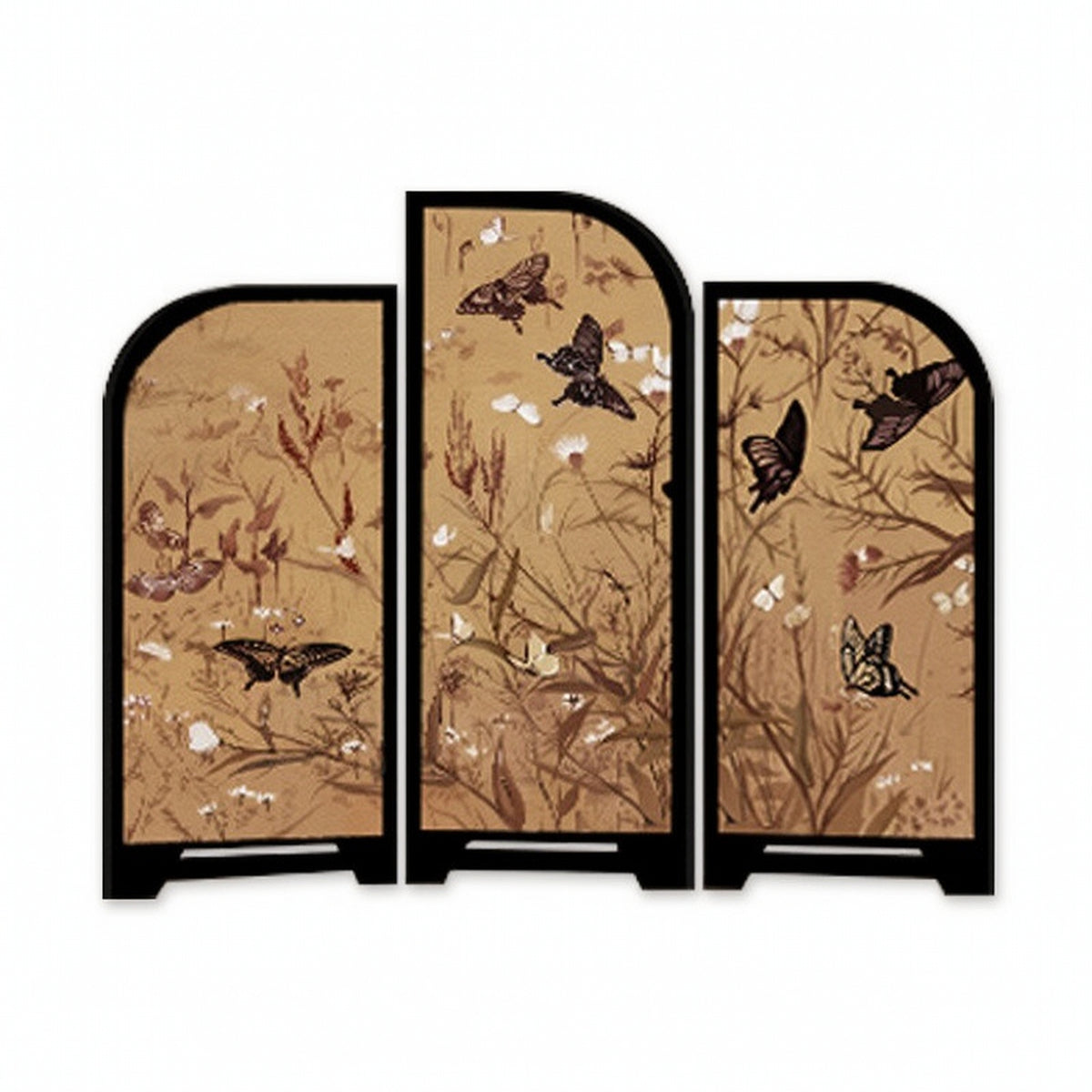 Three-Panel Desktop Screen New Chinese-Style Mini Folding Screen 3-Panel Divider Arched Tabletop Divider Decorative