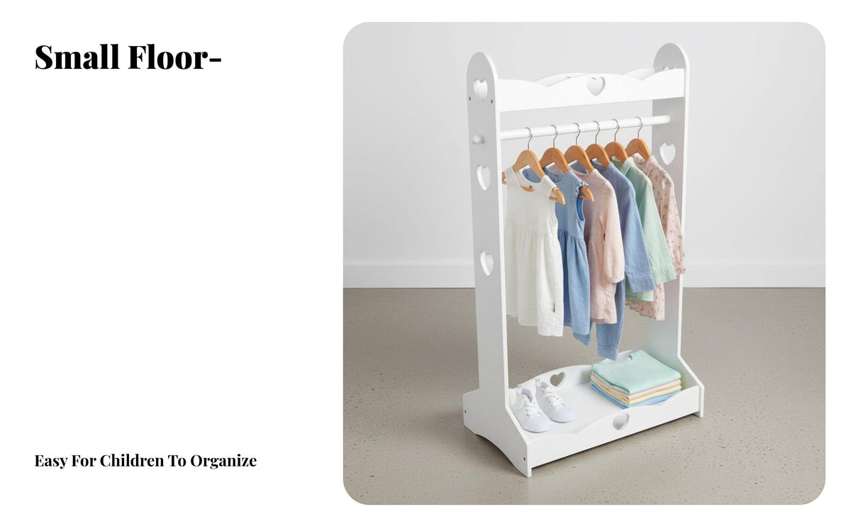 Freestanding Design children's Garment Rack Decorative House-Shaped Clothes Small Footprint Clothing Stand European and aesthetic for children, young children, Parents, Bedroom, Nursery, recreation area, Entryway