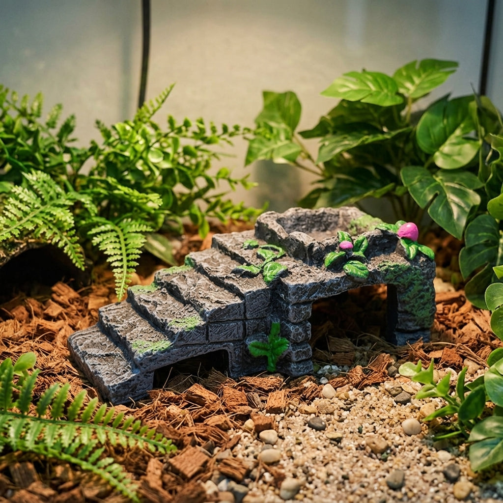 Bearded Lizard Accessories with Flexible Reptile Mounting, Realistic Reptile Hide for Jumping Arachnid Enclosure, Sturdy Habitat