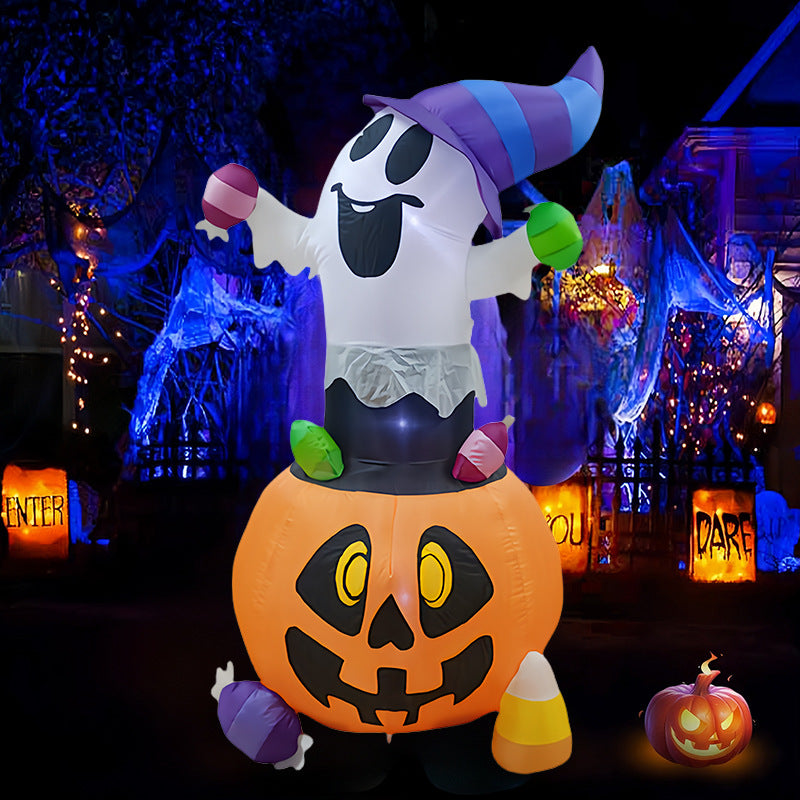 1.5m Halloween Inflatable Candy Pumpkin Ghost Decoration with Light, EU Plug