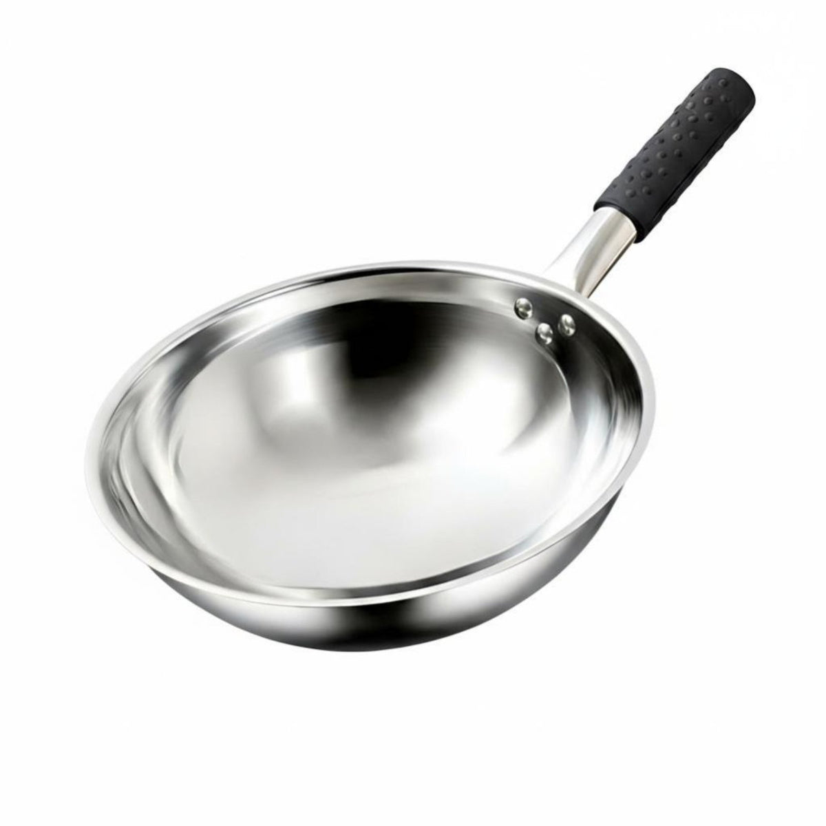 Stainless Steel Wok, No Coating, Traditional Deep Round Bottom, Not for Gas & Induction Stoves
