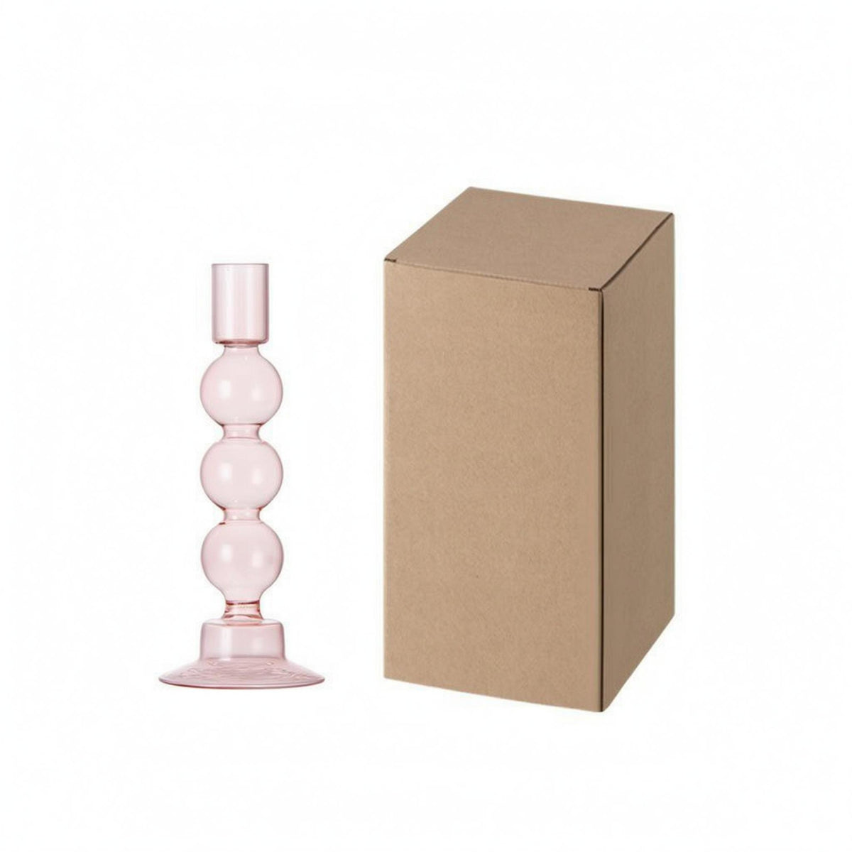 Stacked Round Sections Glass Candle Holder Glossy Finish Pedestal Candle Holder Translucent Glass Candlestick Smooth Surface
