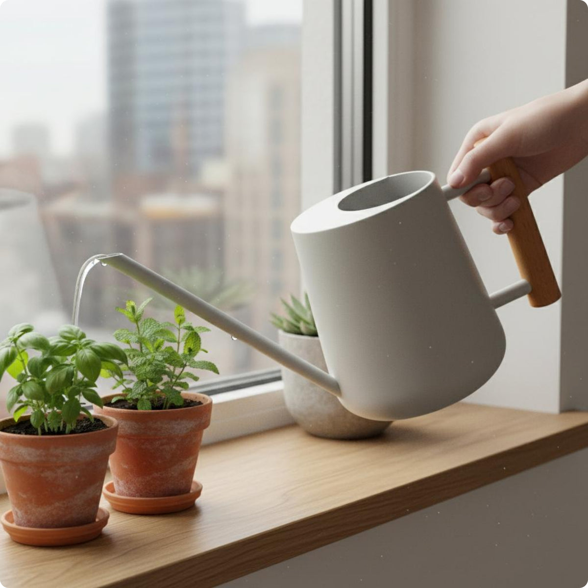 Stainless Steel Watering Can Painted Finish Long Spout Watering Can Easy to Fill Pouring Pot