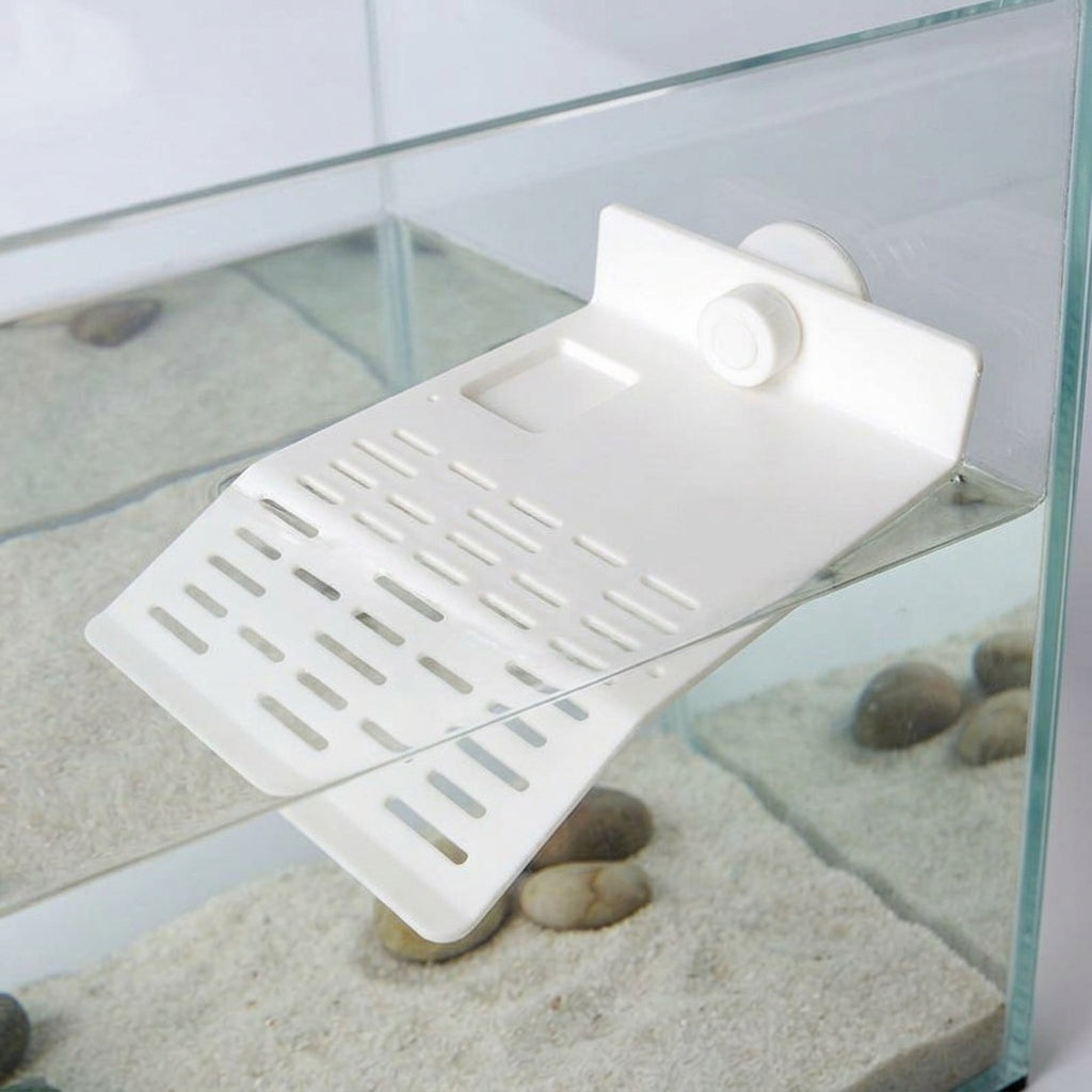See-through Turtle Basking Deck with Suction Cup, Textured Climbing Ramp for Aquatic Species, Stable Turtle Basking Dock for Glass