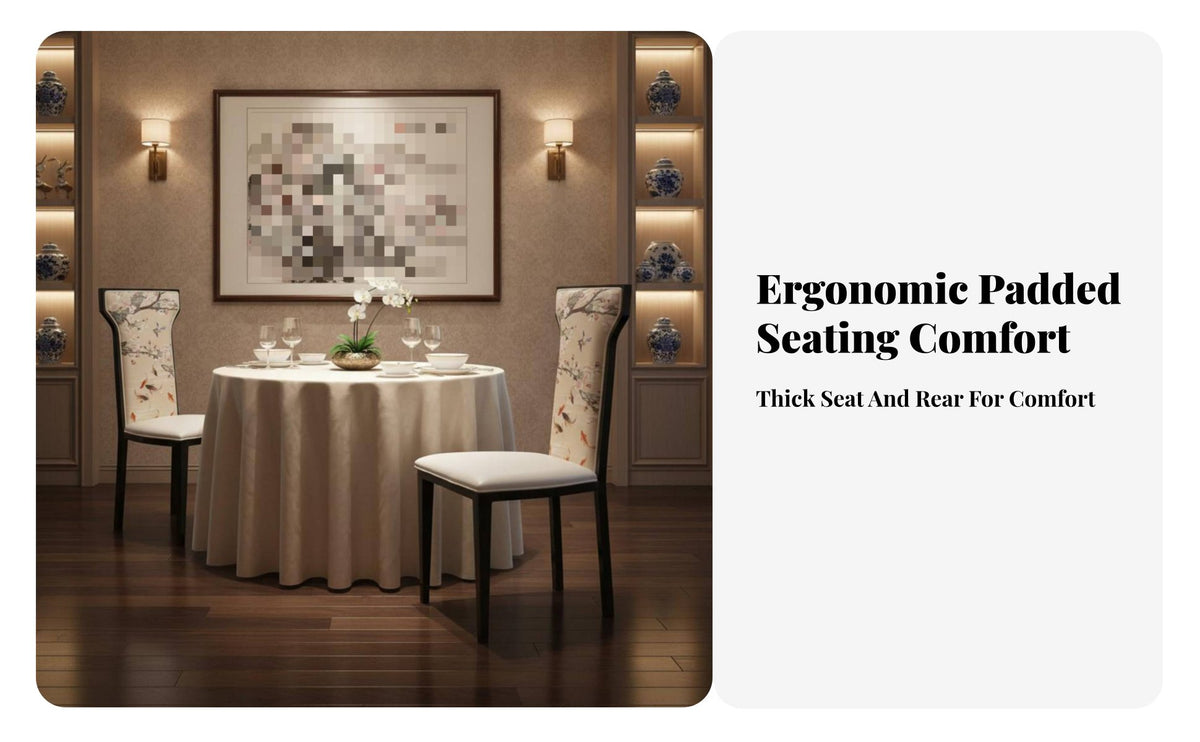 New Chinese Design Upholstered High-Back Chair Padded Cushion Dining Seat Tufted Backrest Indoor Furnishing Elegant Design for Restaurant Owners, Interior Designers, Banquet Hall, Reception Area, Living Room, Bedroom