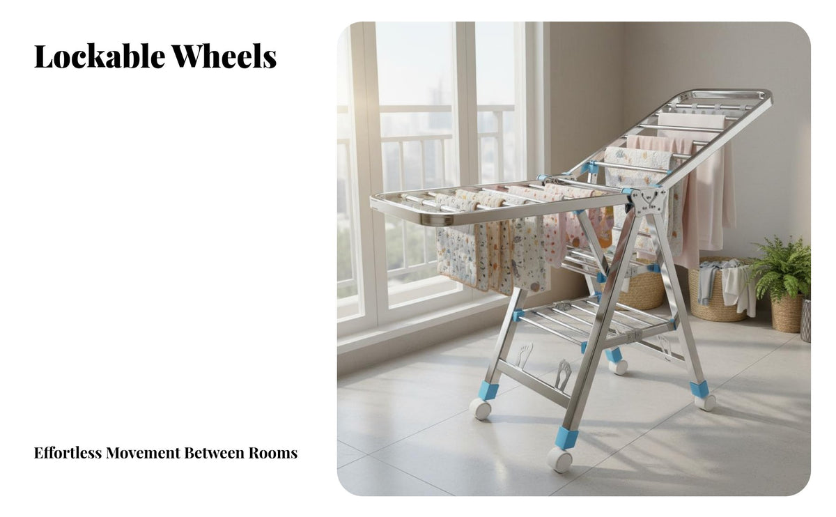 Foldable Clothes Dehydrating Rack Space-Saving Foldable Laundry Stand Installation Foldable Clothes Dryer for Families, Balcony, Apartment