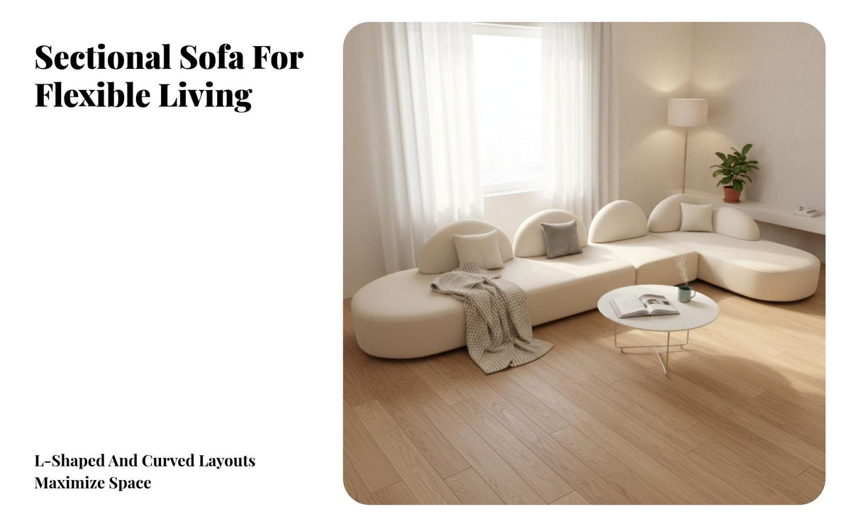 L-Shaped cushioned Chaise Lounge French Cream aesthetic L-Shaped Chaise Sectional abrasionwithstandant Fabric Living Room Furniture for Families, Bedroom, Office