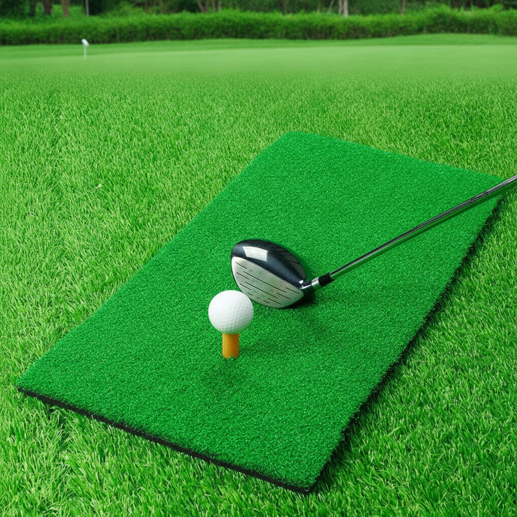Golf Hitting Mat Indoor Outdoor Practice Swing Mat Rubber Base Non-slip with Ball Tee