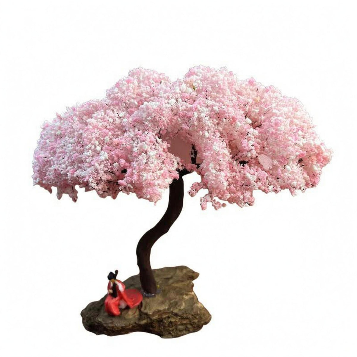 Miniature Cherry Blossom Tree Model Freestanding Flowering Cherry Tree Miniature Realistic Display Decor for Micro-Landscape