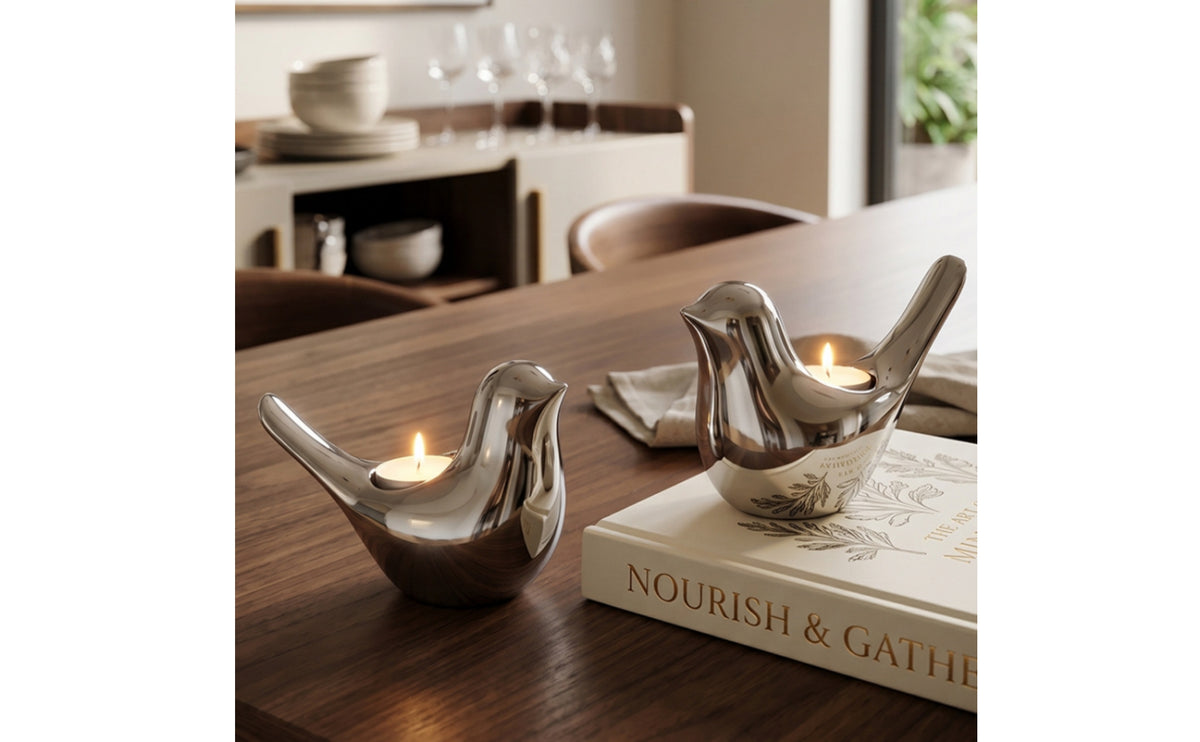 Glossy Shiny Ceramic Bird Candle Holder Sleek Bird Candle Holder Nature-Inspired Home Decor Portable