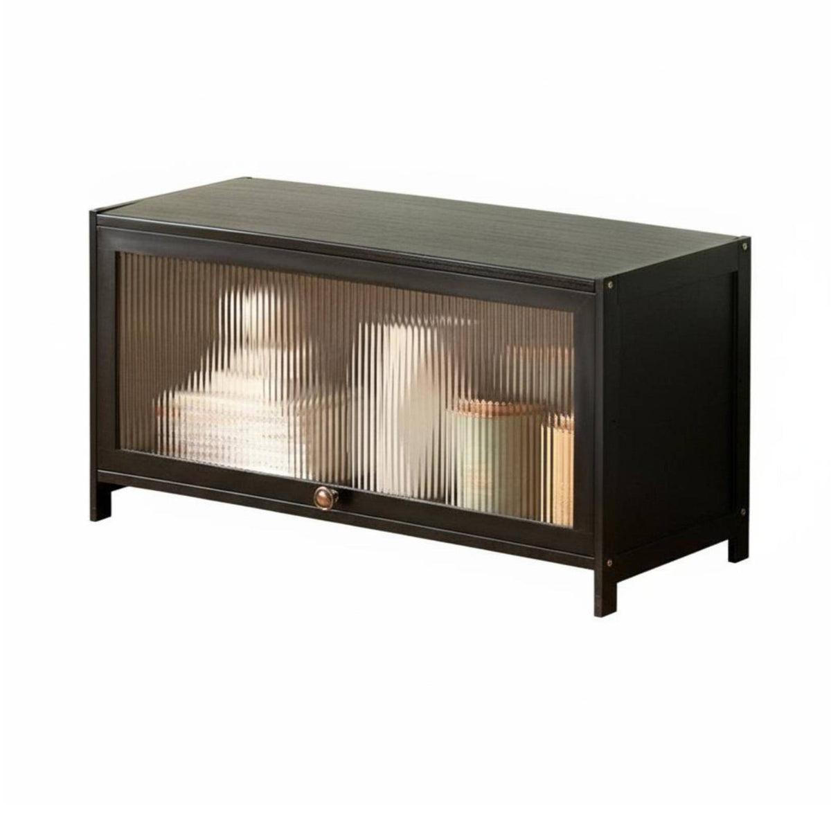 Spacious Storage Slimline Slatted Credenza Large Capacity Slimline Cabinet with Woven Doors Door Closure TV Stand Breathable Design for Apartment Dwellers, Homeowners, Adults, Living Room, Bedroom, Entertainment Area