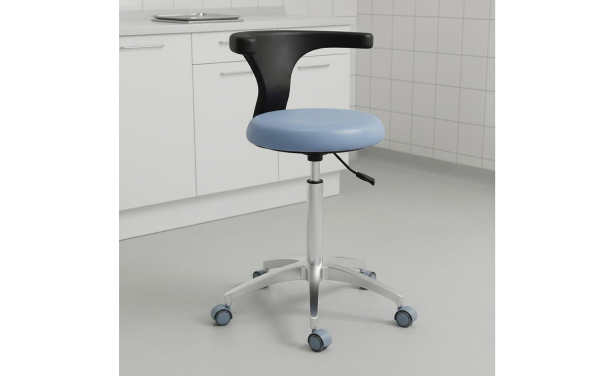 Ergonomic Medical Stool with Backrest Rolling Casters Adjustable Oral Assistant Stool Modern Minimalist Style Swivel Tooth Doctor Chair with Wheels