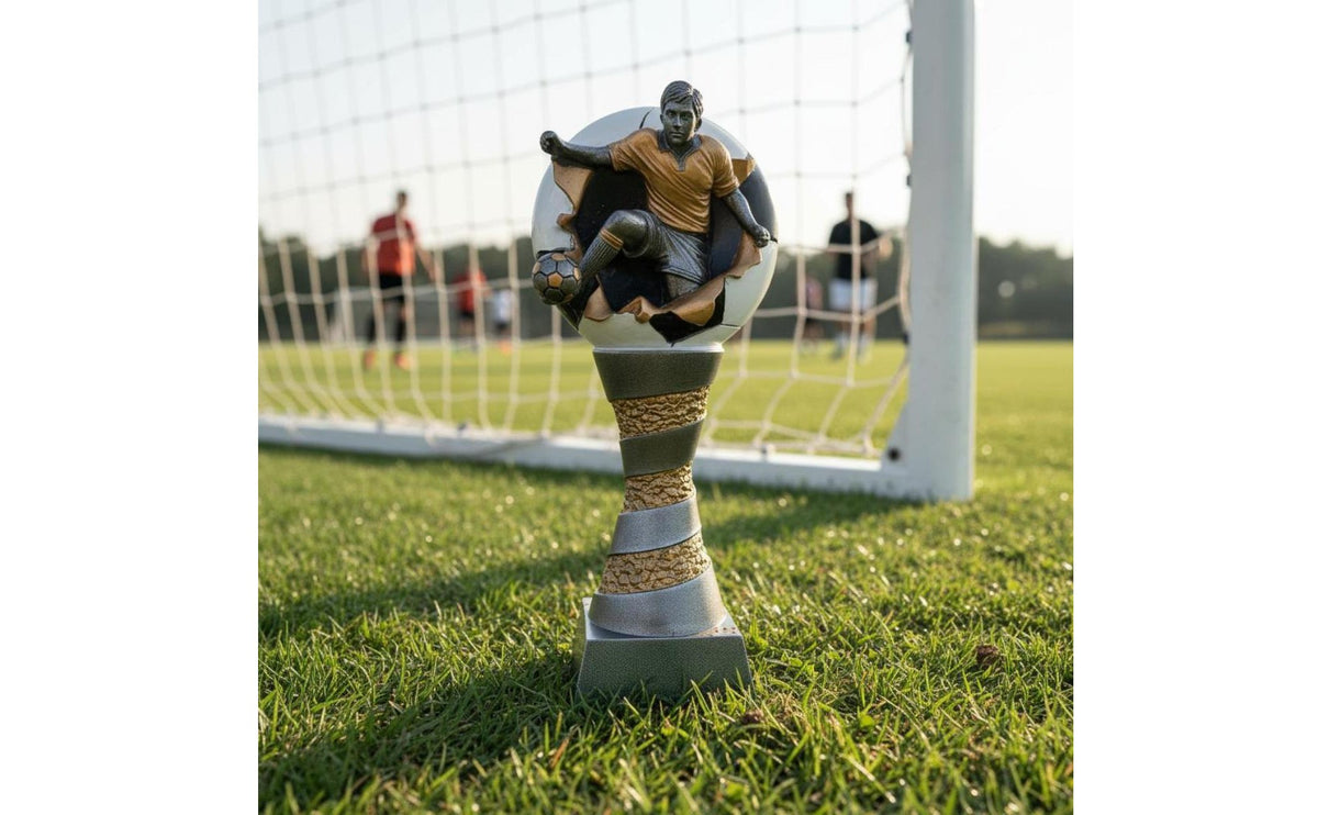 Championship Style Figurine Gift Football Trophy Ornament Golden Finish Soccer Player Sculpture for Beverage Cabinet Cabinet, Office, Desktop