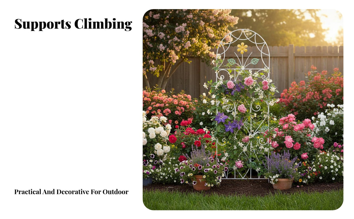 Climbing Plant Trellis Weather Resistant Decorative Vine Climbing Frame Metal Garden Trellis for Entryway, Courtyard, Patio