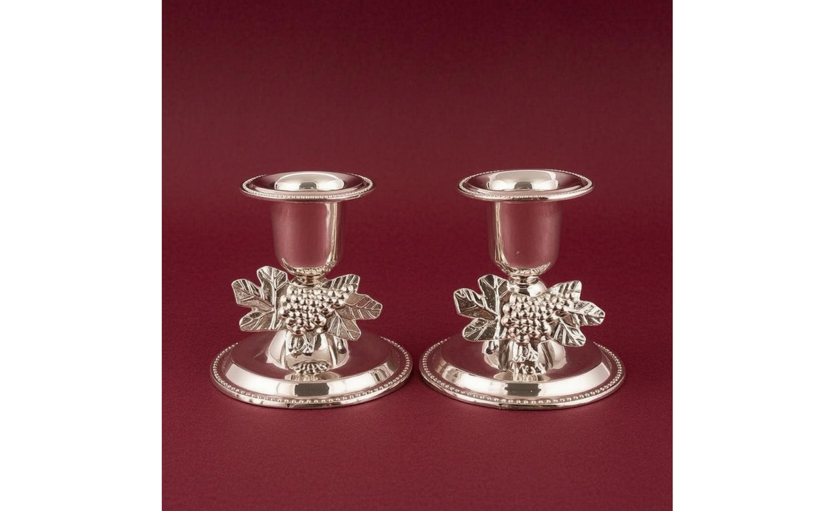 Metal Candle Holder Leaf Relief Ornate Candle Holder Polished Finish Candlestick