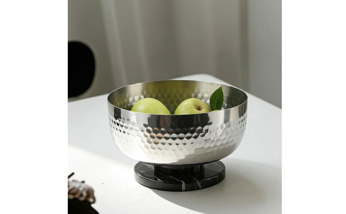 Decorative Centerpiece Bowl Multi-Functional Hammered Metal Bowl for Living Room