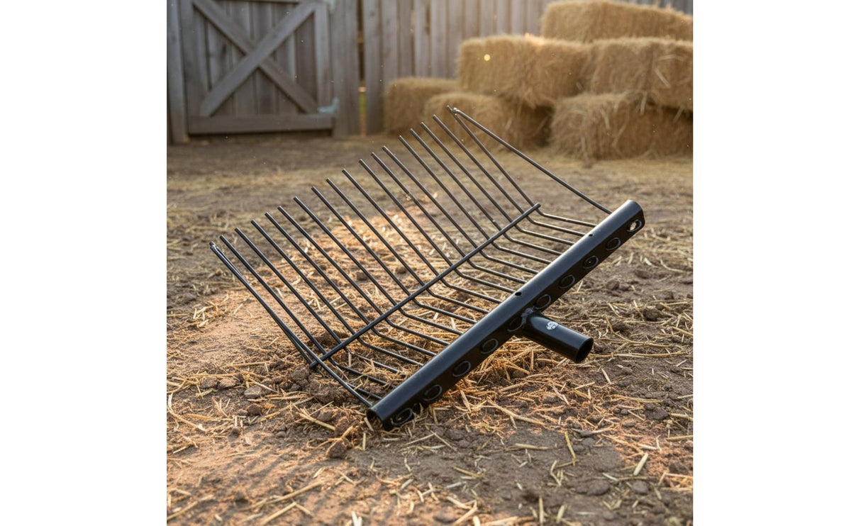 Detachable Manure Fork Lightweight Muck Rake Angled Tines Manure Fork for Barn