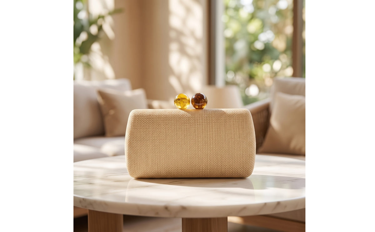Clutch with Bead Clasp Textured Evening Clutch Bag Elegant Evening Purse for Parties