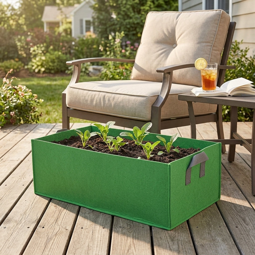 Potato Grow Bags and Tomato Planter, Rectangular Grow Bags with Handles, 60cm Planters for Flower Nursery, Breathable Felt Fabric Construction