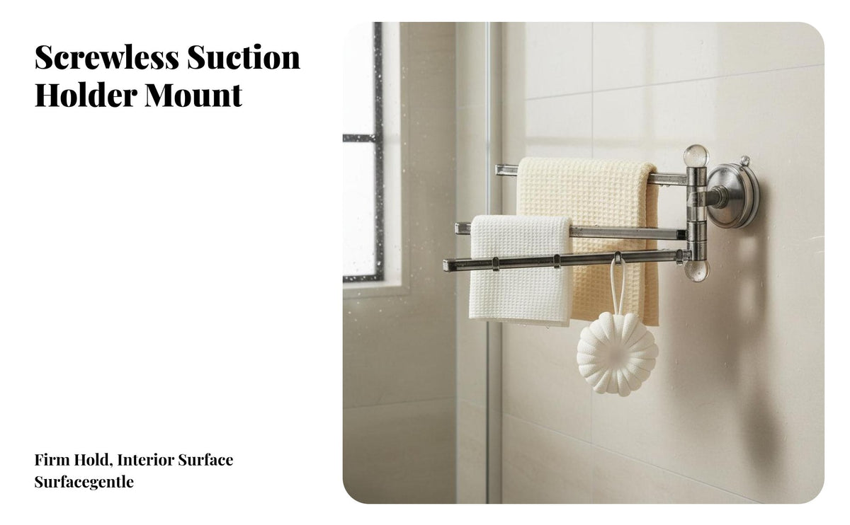 DrillNon-Drill Installation 3-Arm Swivel Suction Rack 270-Degree Rotation Towel Holder Multi-Purpose Household Organizer Strong Load-Bearing for Renters, Homeowners, Families, Kitchen, Bathroom, Laundry Room, Balcony