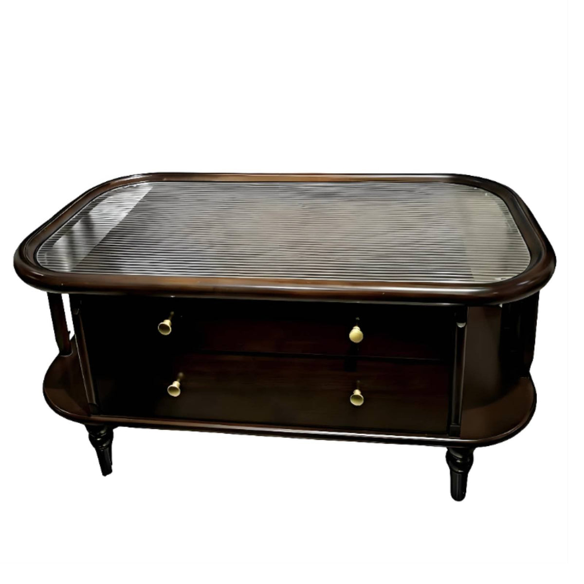 Entirely Wooden Wood Construction Coffee Table with Drawers Fully Assembled Coffee Table with Drawers and Shelf Vintage Design Household Furniture Carved Leg features for Apartment Dwellers, Homeowners, Families, Living Room, Lounge Area, Home Office