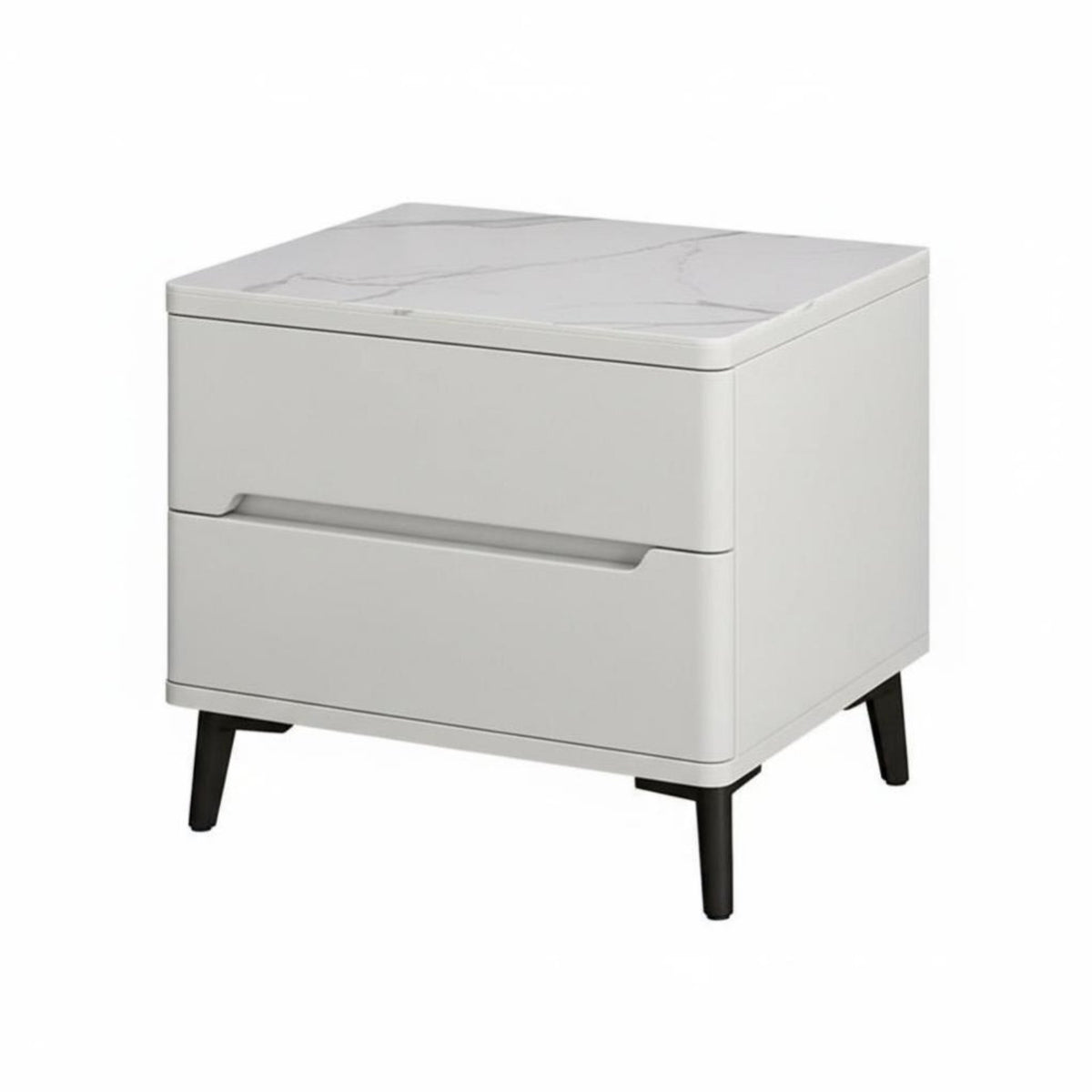 High-Gloss Finish Nightstand with Drawers Modern Design 2-Drawer End Table Space-Saving Bedside Cabinet sturdy Construction for Homeowners, Students, Interior Decorators, Small Spaces, Guest Room, College Dorm, Entryway