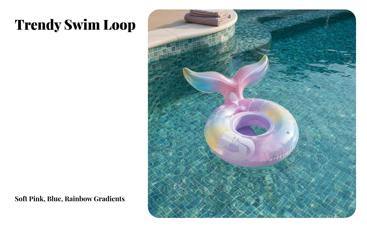 Mermaid Swim Donut Thickened Material Mermaid Infant Swim Float Anti-Tip Over Design Young Child Aquatic Seat with Seat for Infants, Young Children