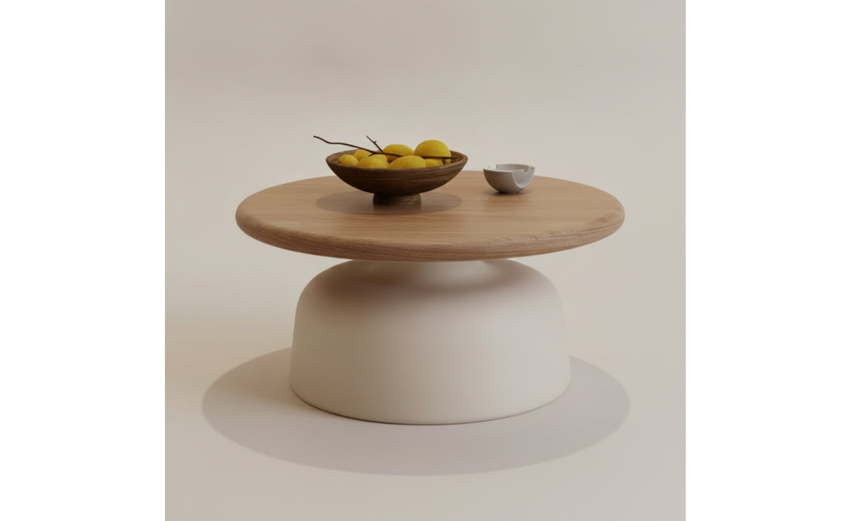 Coffee Table with Pedestal Base Wooden Round Coffee Table Minimalist for Living Room, Apartment