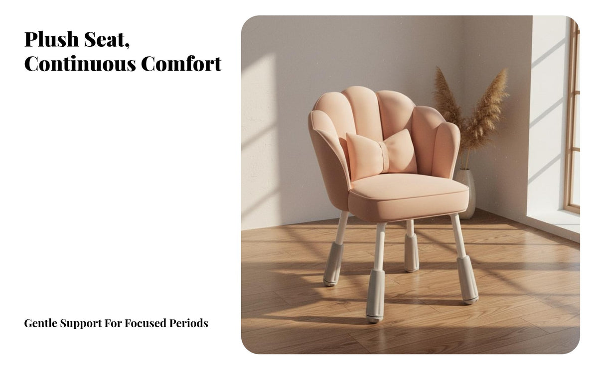 Adjustable Height blossom rear Vanity Chair Flower-Shaped rearrest blossom rear Chair Soft Cushioned Seat Home Furniture 360-Degree rotate for Students, Women, Girls, Bedroom, Dorm Room