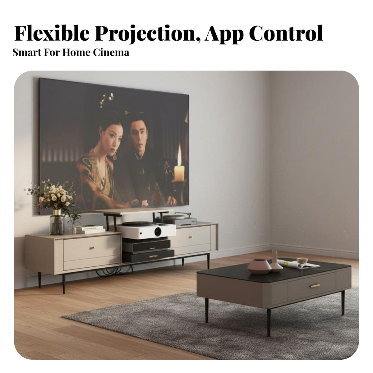 Electric TV Cabinet Sturdy Construction Display Device Cabinet 30kg Load Capacity Retractable Display Device Stand for Home Theater Enthusiasts