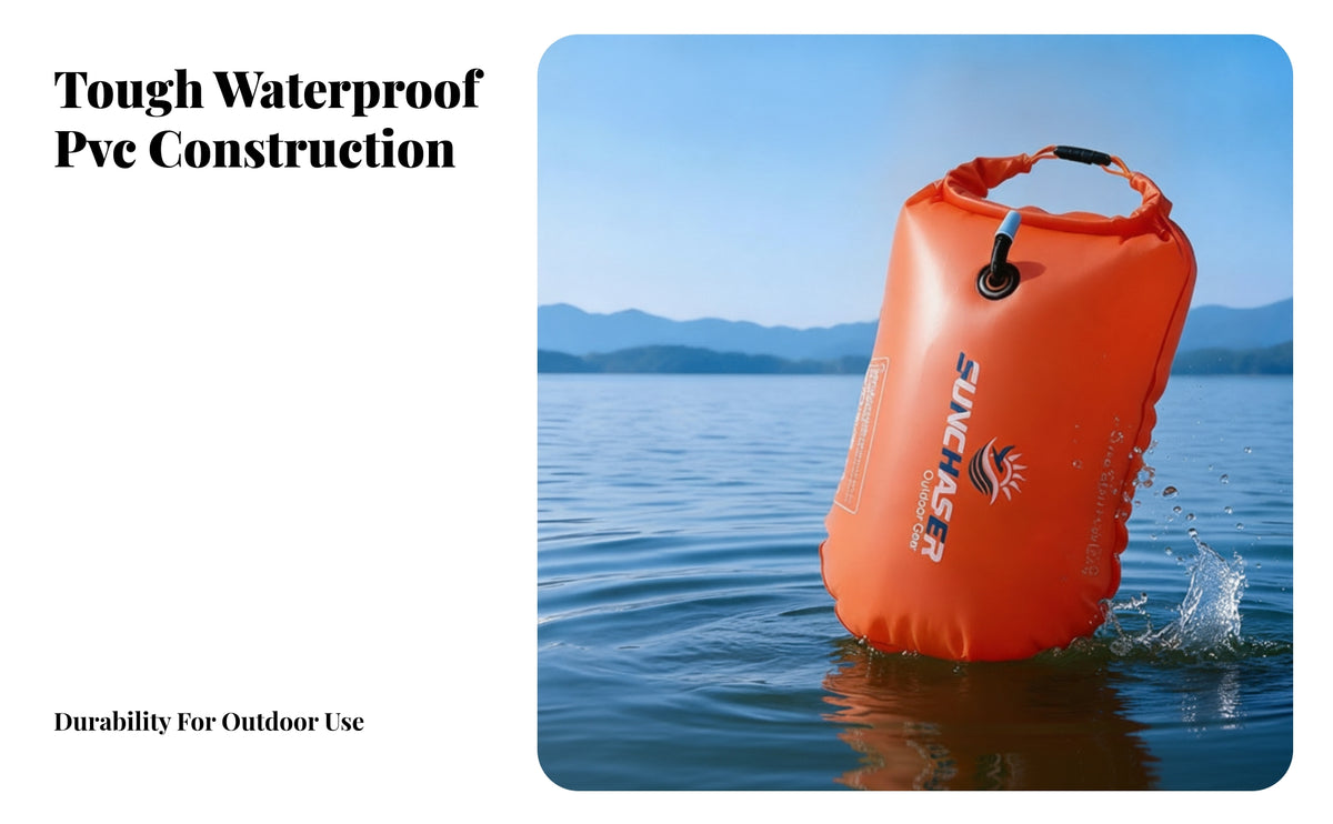 Single-Chamber PVC Inflatable Buoy Front Valve Roll-Top Buoyancy Aid Bag Carry Handle Swim Buoy Buoyancy Aid Buoyant