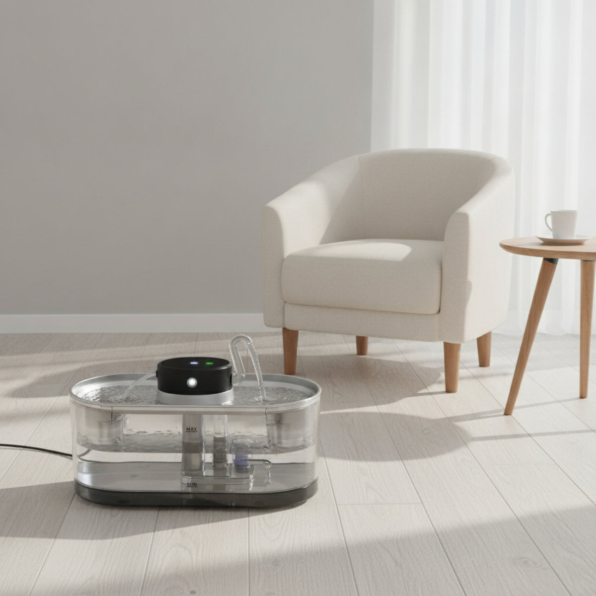 Cat Water Fountain Cordless Automatic Cat Water Fountain Rechargeable Wireless for Cats, Feeding Station, Living Room
