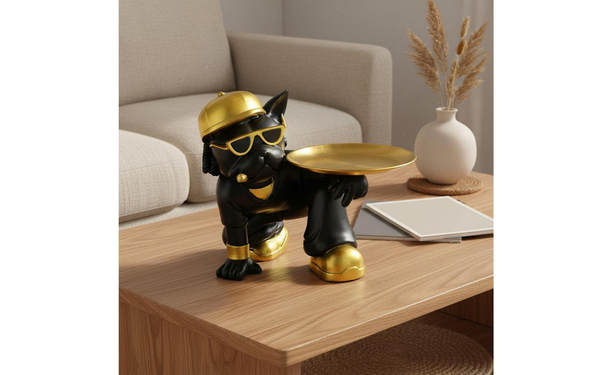 Dog Figurine Key Holder Multi-Functional Decor Canine Statue Tray Canine Statue Butler Key Holder Fun and Practical