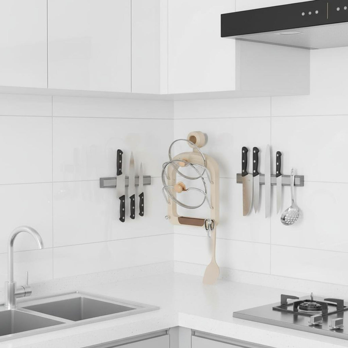 Pot Lid Rack No-Hole Mounting Installation Wall Mounted Lid Holder Space-Saving Suction Cup Kitchen Organizer for Renters, Small Kitchens
